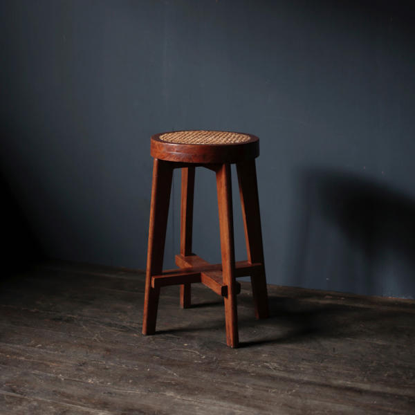 High Stool with Cane Seat by Pierre Jeanneret-OB1 - Objet d' art