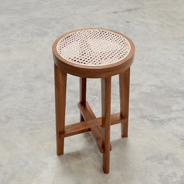 High Stool with Cane Seat / Pierre Jeanneret - Objet d' art