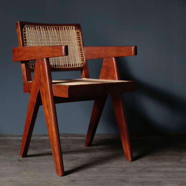 Office Cane Chair in Sissoo by Pierre Jeanneret - Objet d' art