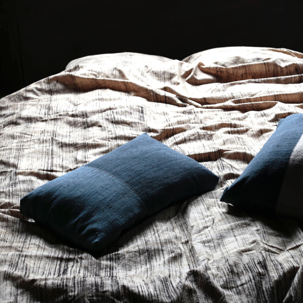 Indigo Raw Silk Pillow (Rectangle) by x+l