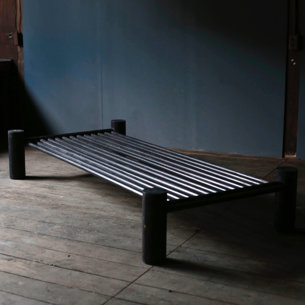 Vintage Black Wood Day Bed from France